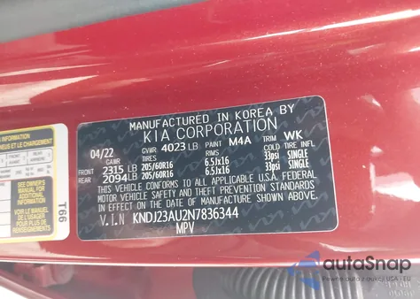 2022 Kia Soul Lx из США, поврежденный, VIN KNDJ23AU2N7836344